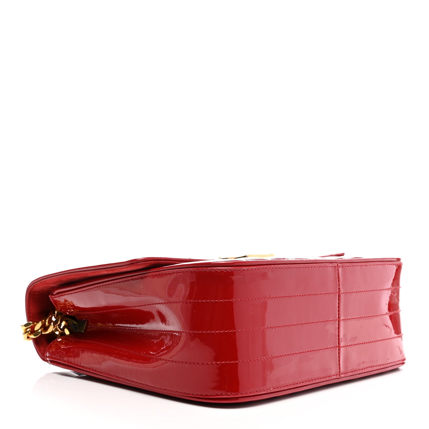 Saint Laurent Patent Matelasse Monogram Large Vicky Chain Bag Rouge Eros 4 of 10