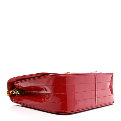 Saint Laurent Patent Matelasse Monogram Large Vicky Chain Bag Rouge Eros 4 of 10