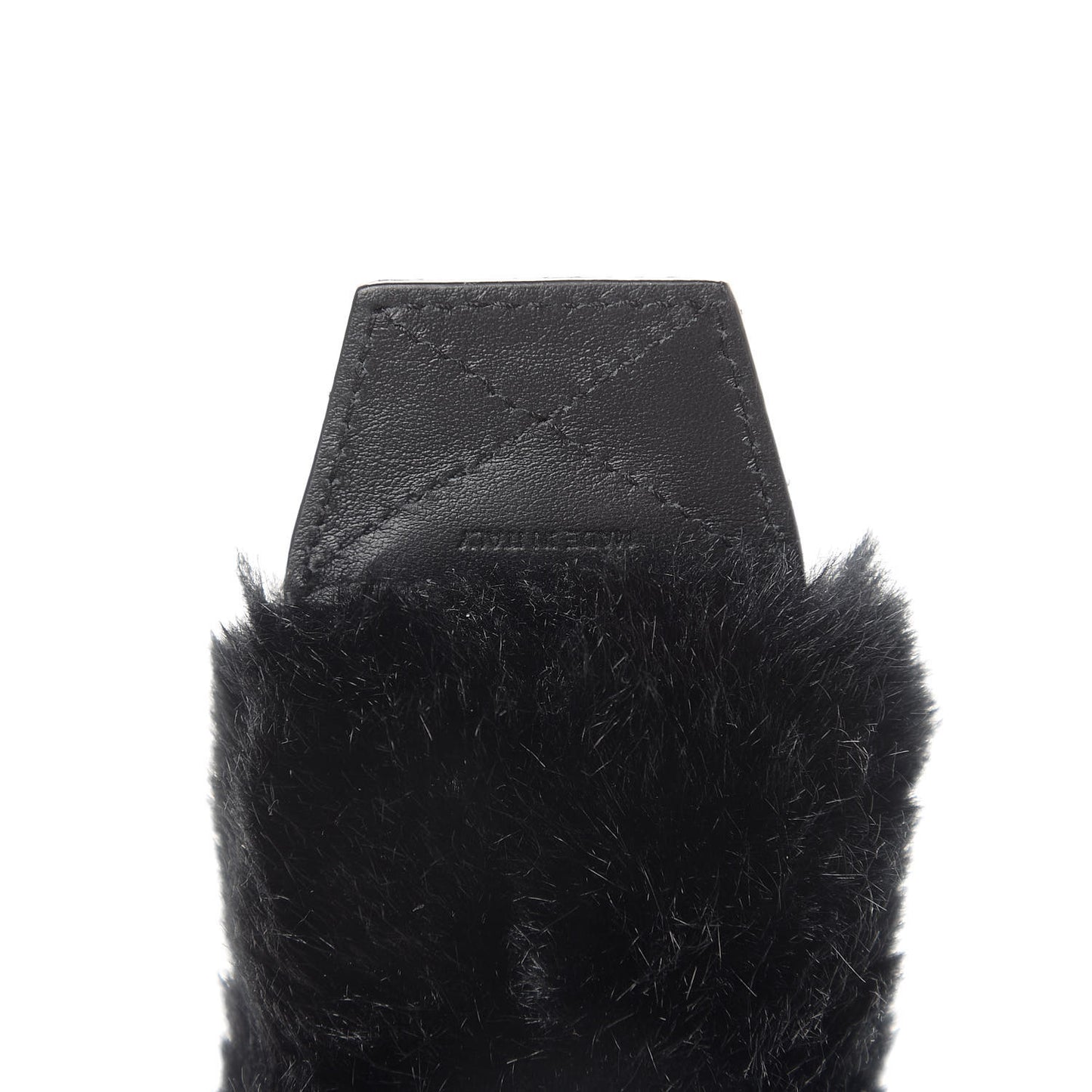 Faux Fur Logo Bag Strap Black