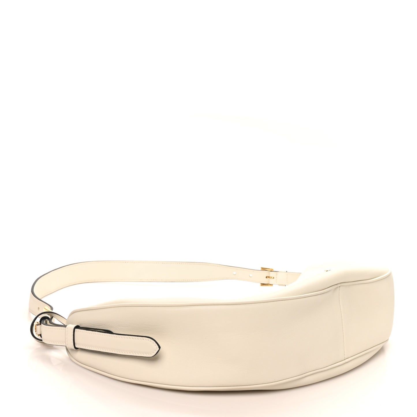 Soft Grain Calfskin Large Demi-Lune Shoulder Bag White