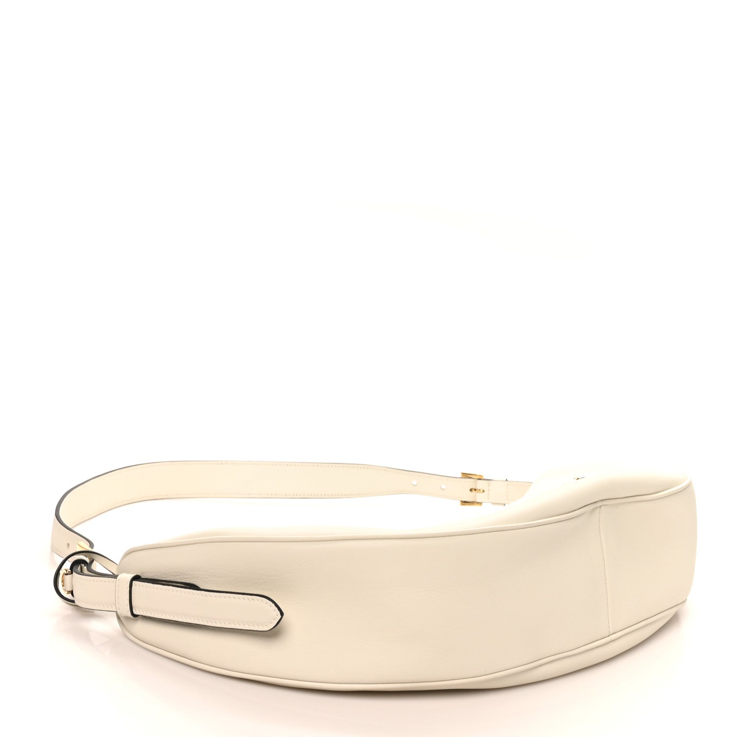 Prada Soft Grain Calfskin Large Demi-Lune Shoulder Bag White 4 of 9