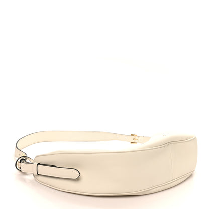 Prada Soft Grain Calfskin Large Demi-Lune Shoulder Bag White 4 of 9
