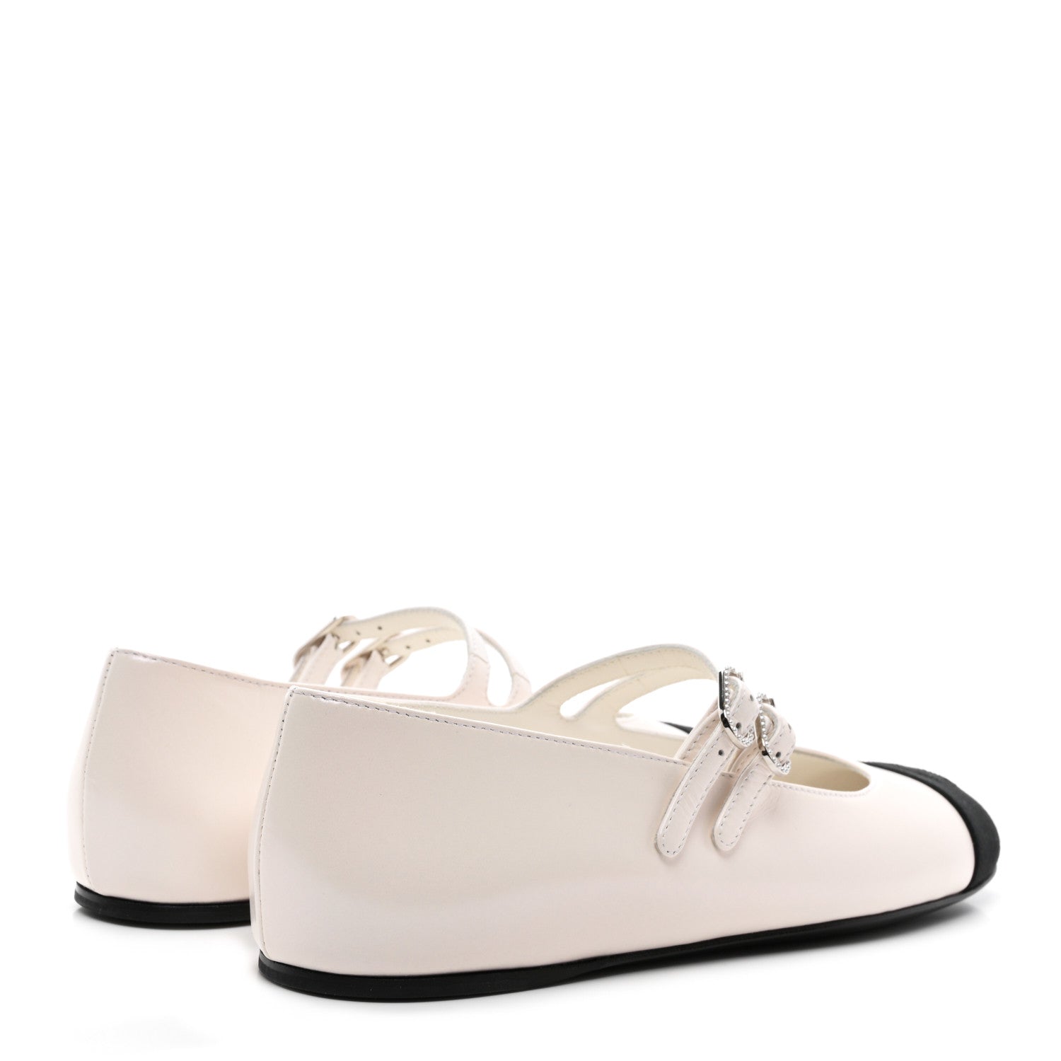 Chanel Lambskin Grosgrain Pearl Mary Jane Flats 37 White Black 4 of 9