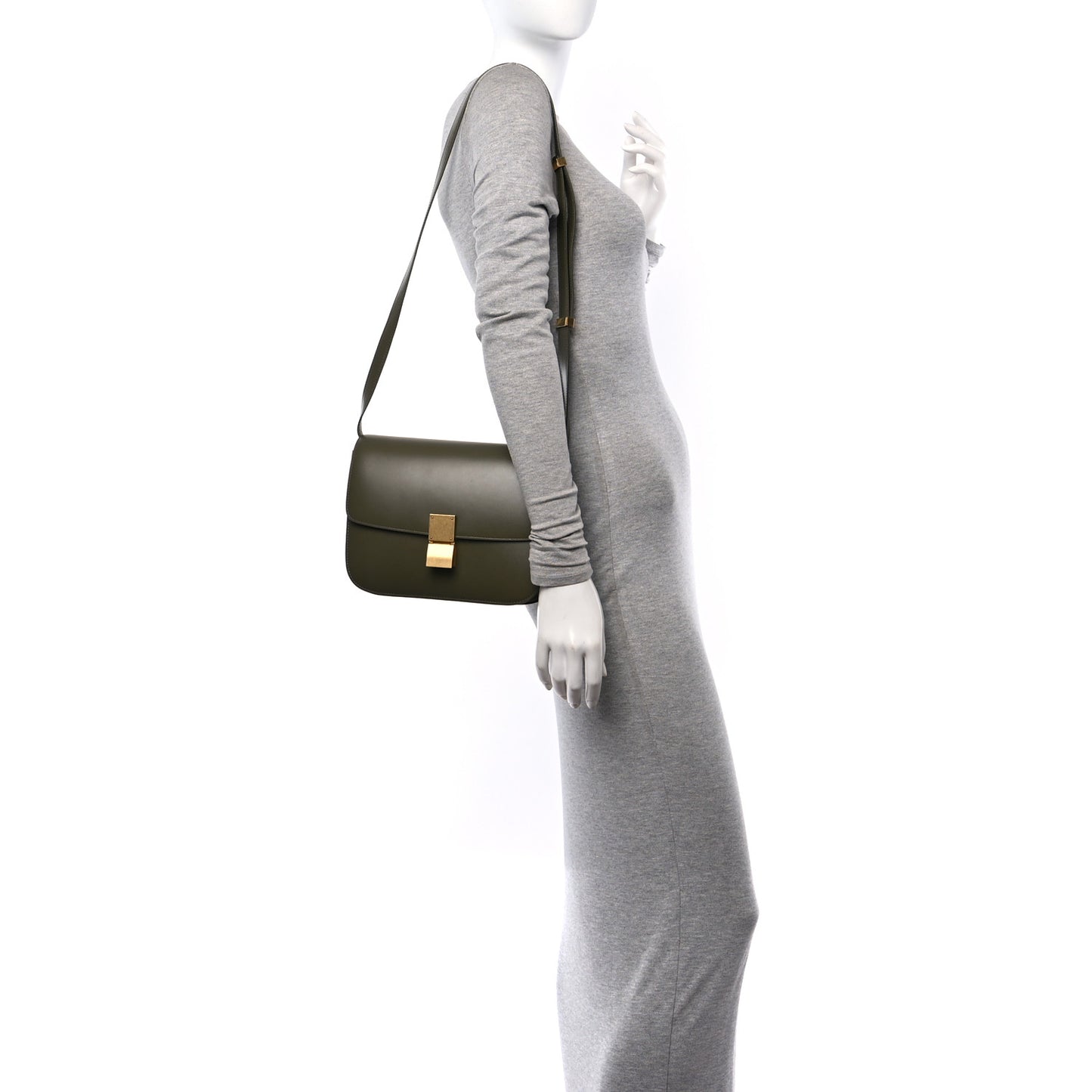 Box Calfskin Classic Box Medium Flap Bag Army Green