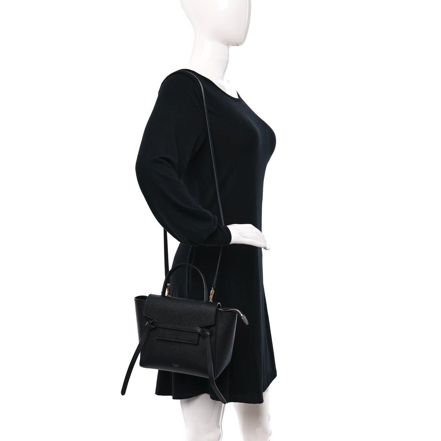 Celine Grained Calfskin Nano Belt Bag Black 2 of 9