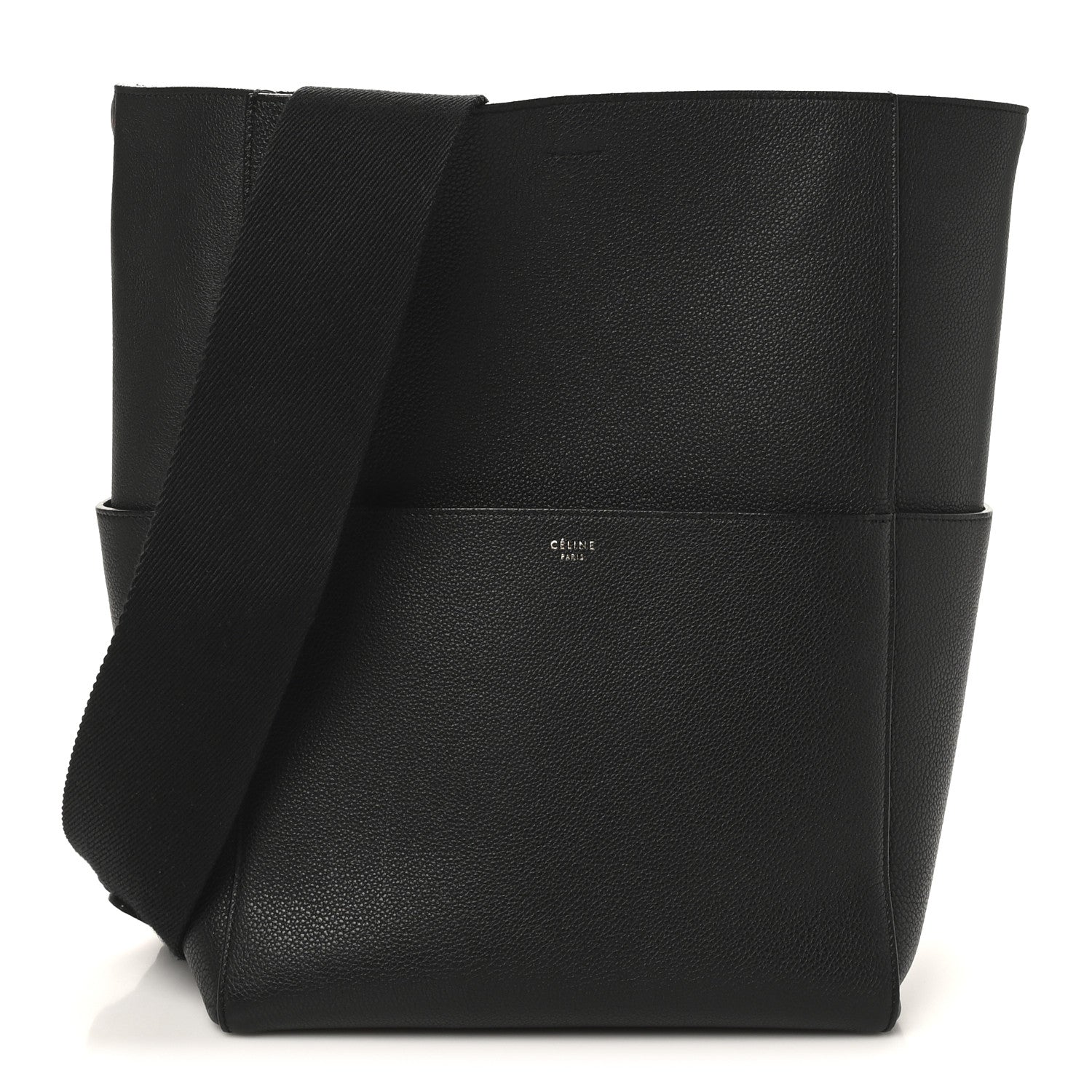 Celine Soft Grained Calfskin Sangle Bucket Bag Black 1 of 9