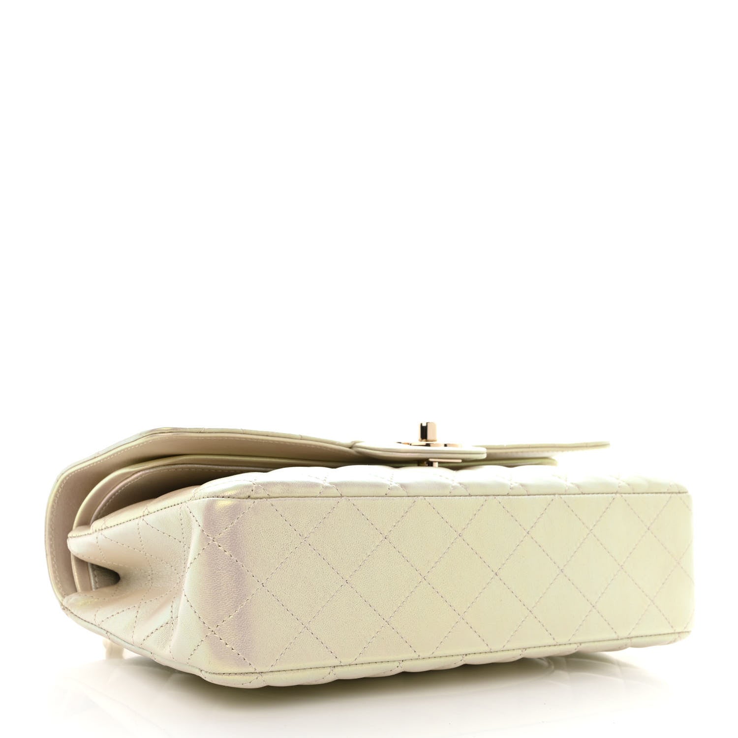 Chanel Iridescent Lambskin Quilted Medium Double Flap Ivory 3 of 12