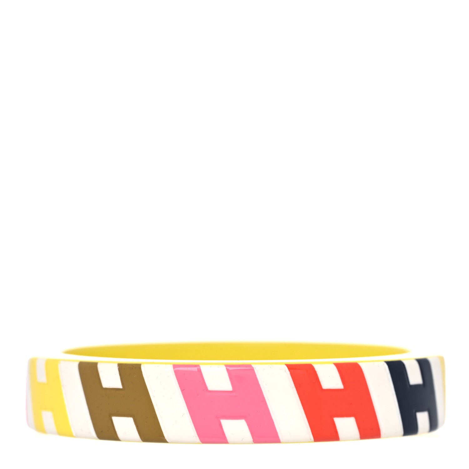 Hermes Lacquered Wood H en Biais Bangle Bracelet S 1 of 4