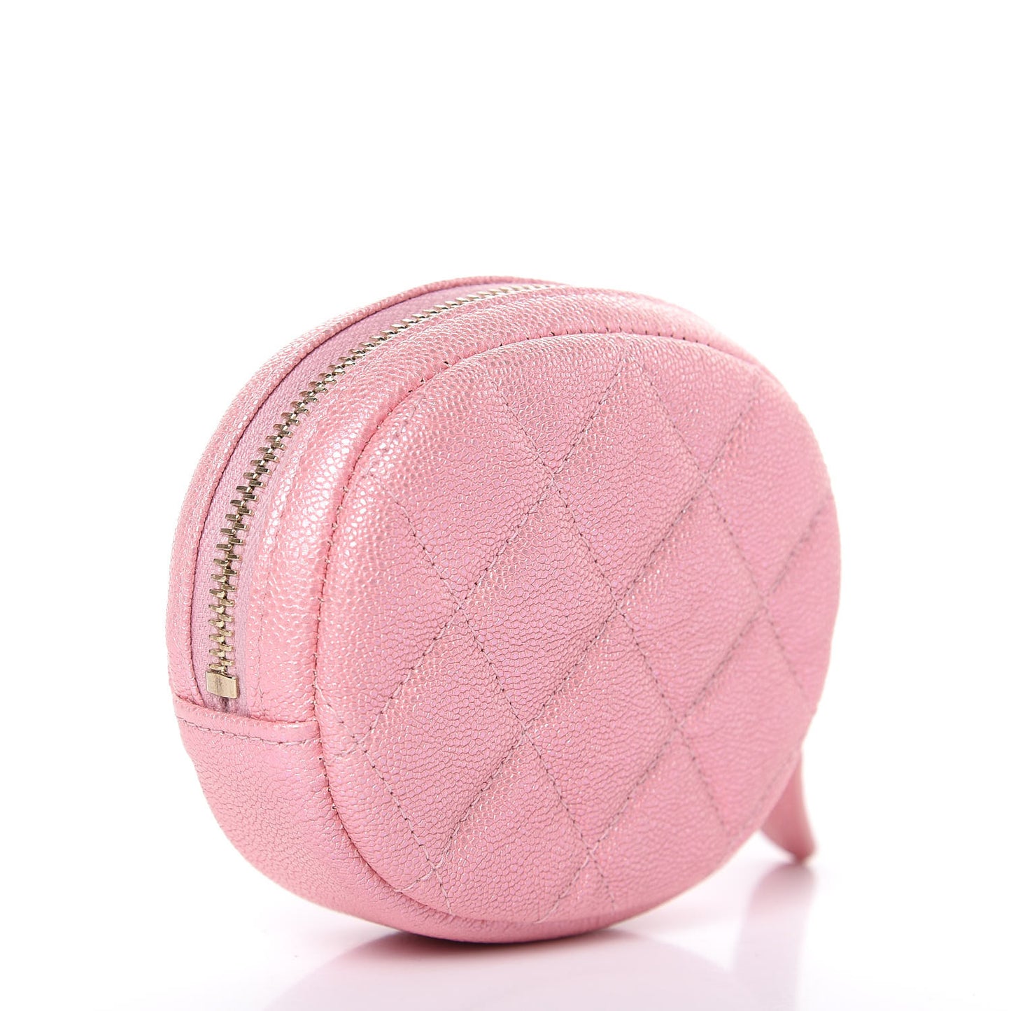 Iridescent Caviar Quilted Zip Around Classic Coin Purse Rose Pink