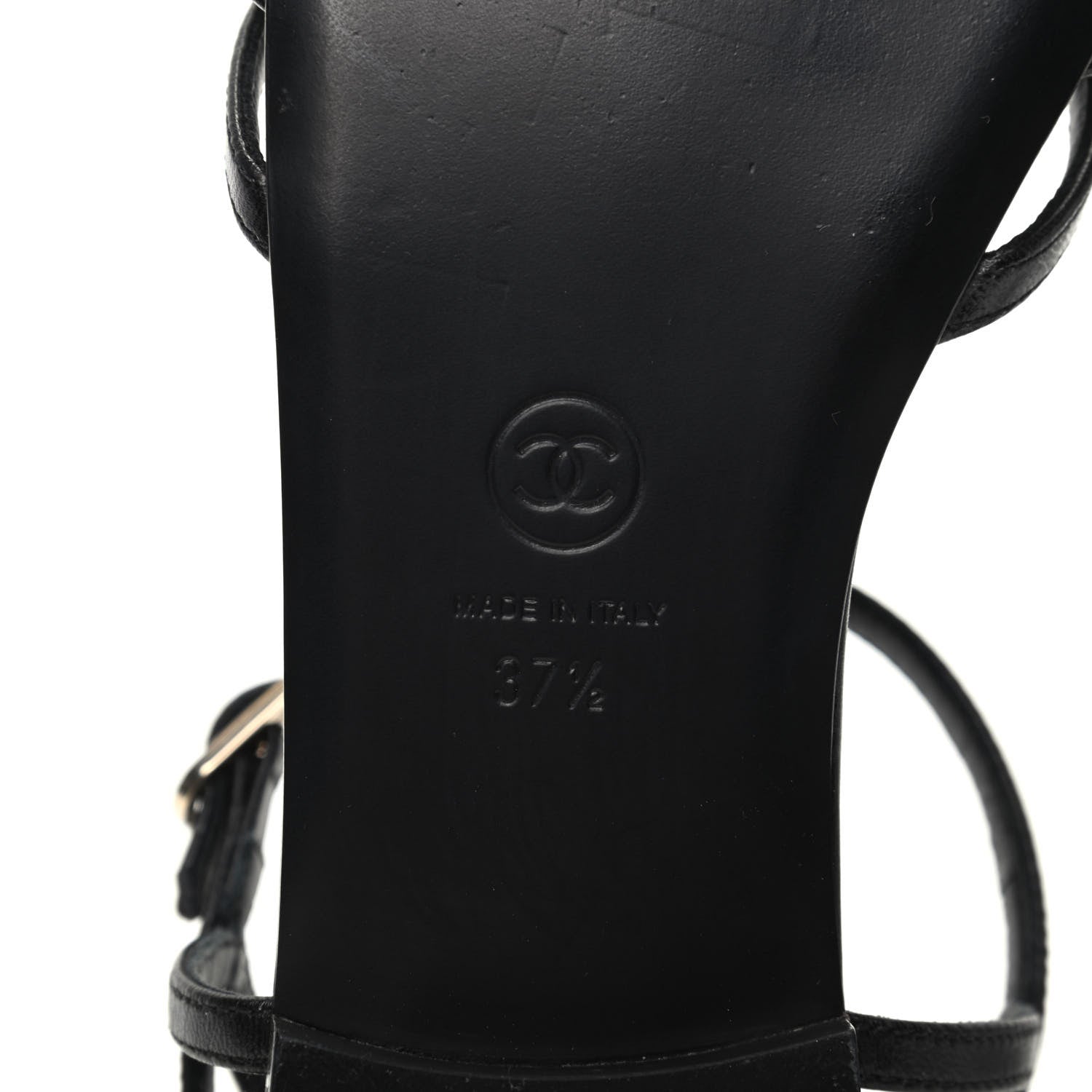 Chanel Calfskin CC Chain Sandals 37.5 Black 7 of 8