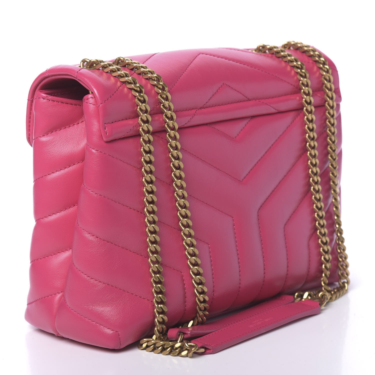 Saint Laurent Calfskin Y Quilted Monogram Small Loulou Chain Satchel Fresh Fuchsia 3 of 10