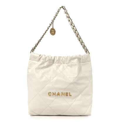 Chanel Shiny Calfskin Quilted Small Chanel 22 White 1 of 12