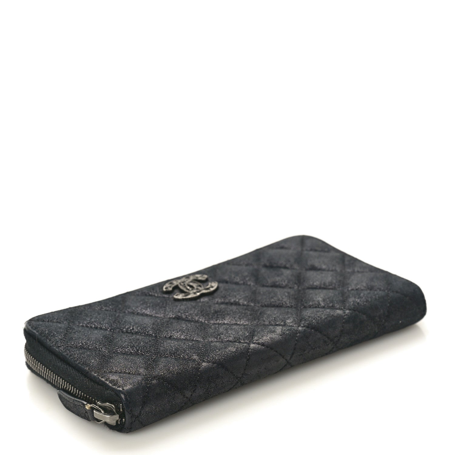 Chanel Iridescent Lambskin Quilted CC Long Zipped Wallet Black 4 of 8