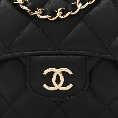 Chanel Lambskin Quilted Top Handle Flap Clutch With Chain Black 9 of 12