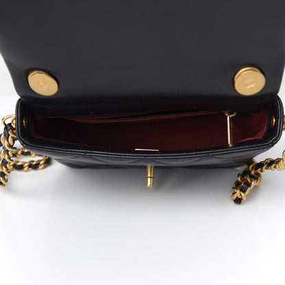 Chanel Lambskin Quilted Small Side Note Flap Black 5 of 9