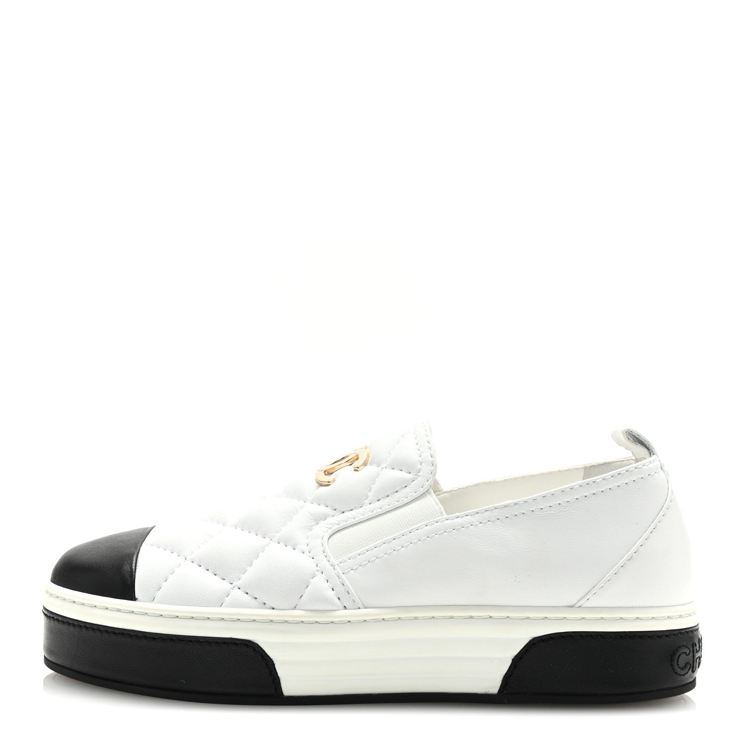 Chanel Lambskin Quilted Womens CC Stroll Sneakers 38 White 1 of 9