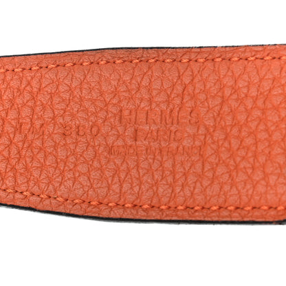 Hermes Box Togo 32mm Guilloche H Belt 90 Black Orange 3 of 8