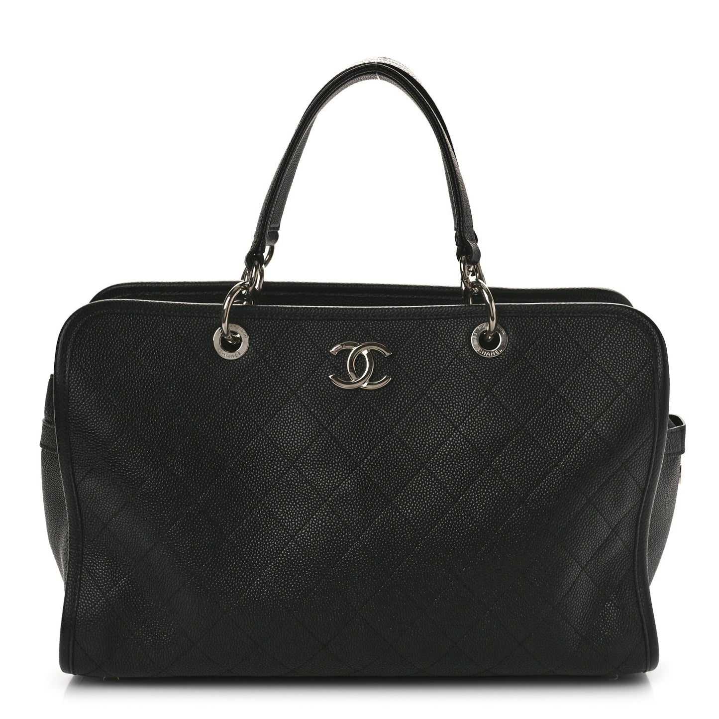 Caviar Stitched Shopping Tote Black
