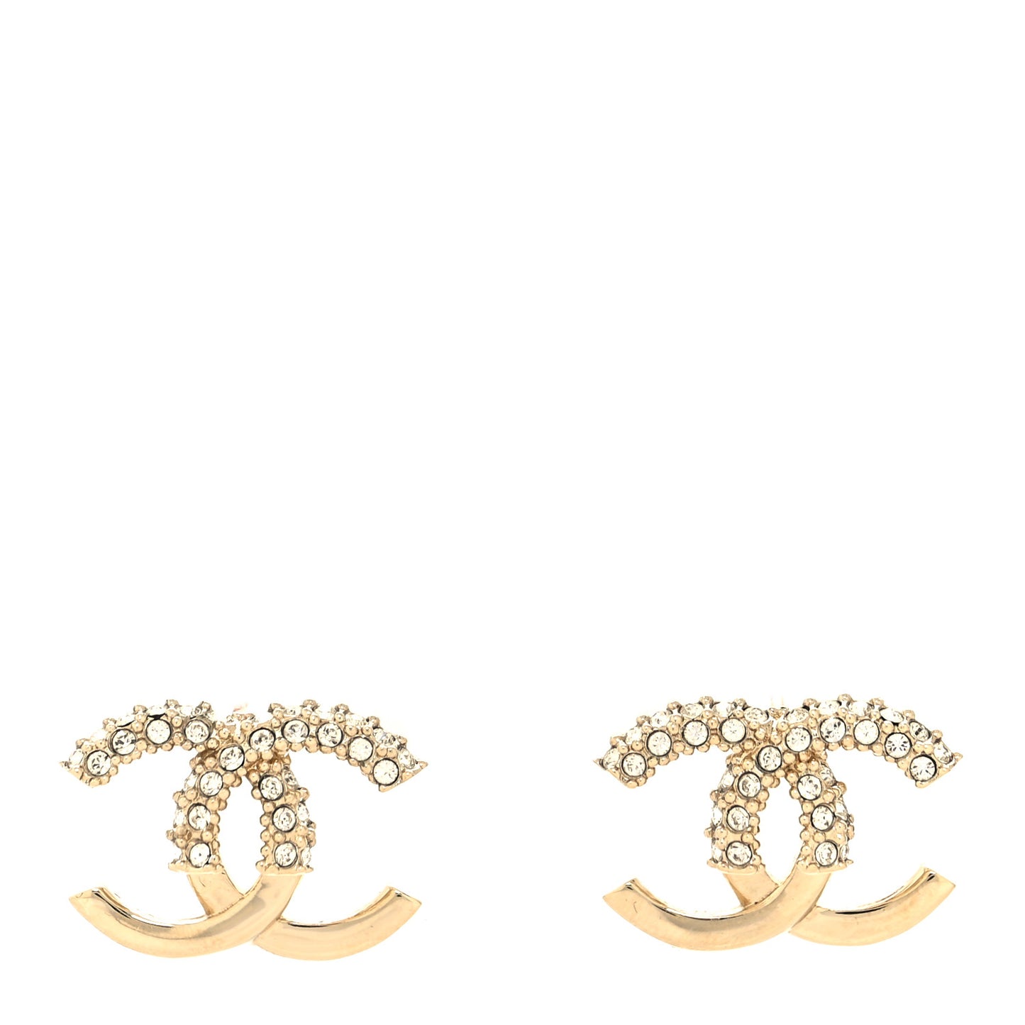 Metal Crystal Bead CC Earrings Gold