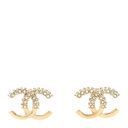 Chanel Metal Crystal Bead CC Earrings Gold 1 of 4