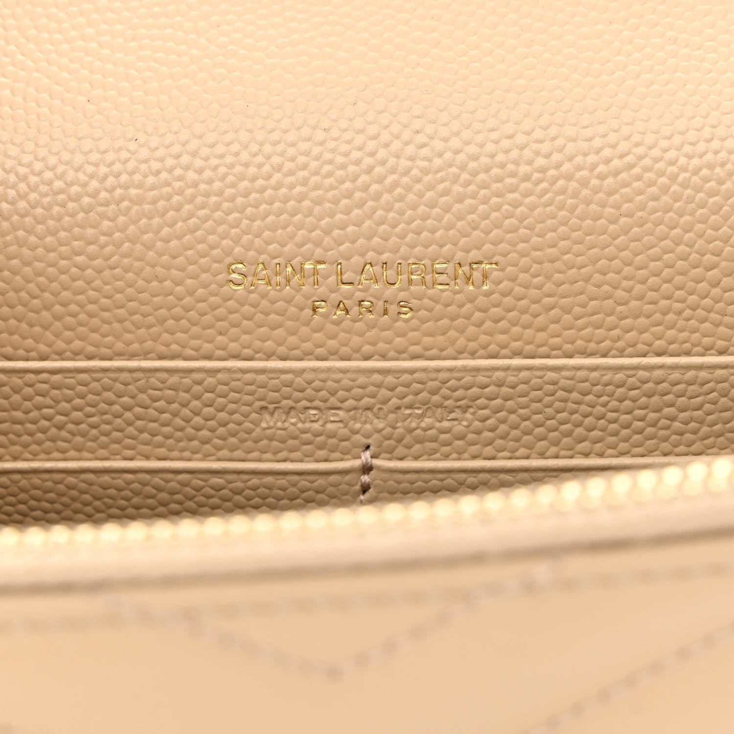 Saint Laurent Grain De Poudre Matelasse Chevron Monogram Envelope Chain Wallet Nude Powder 6 of 10