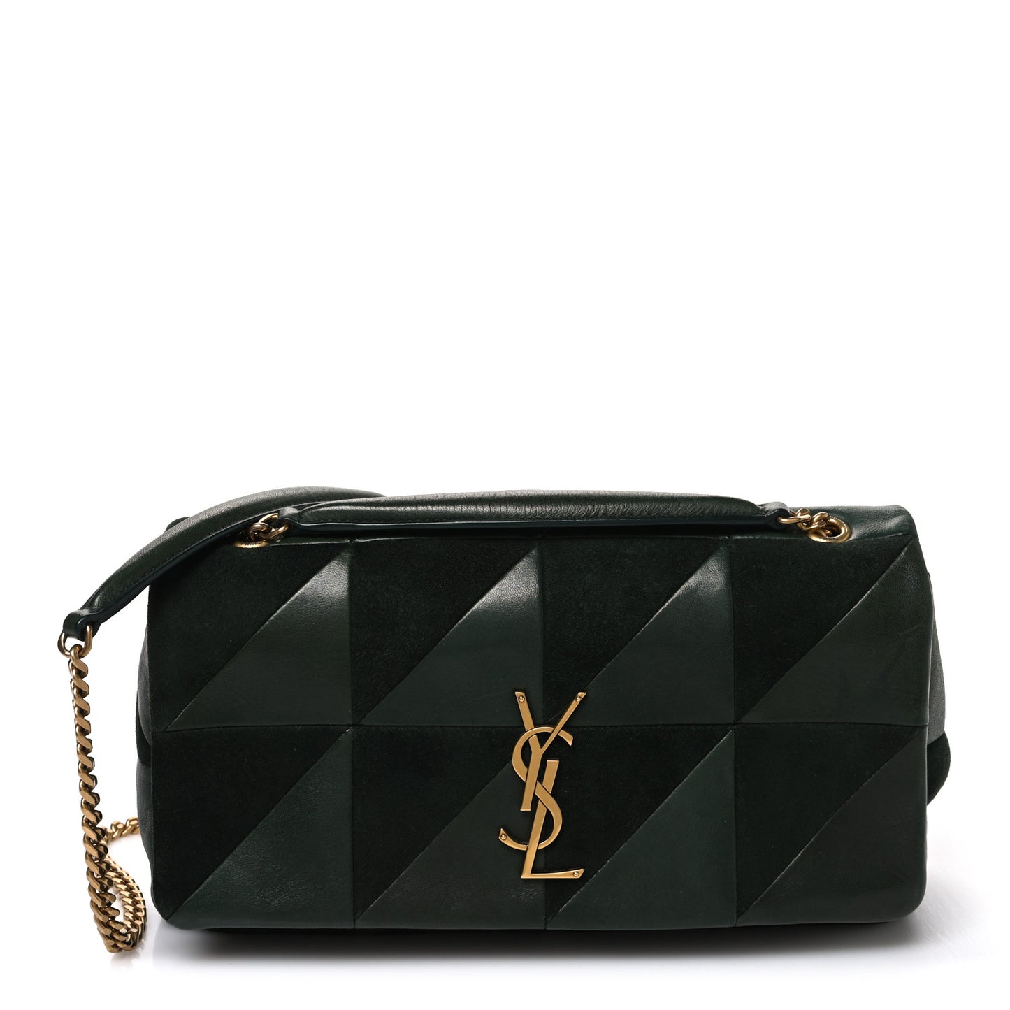 Lambskin Suede Patchwork Monogram Medium Jamie Vert Fonce