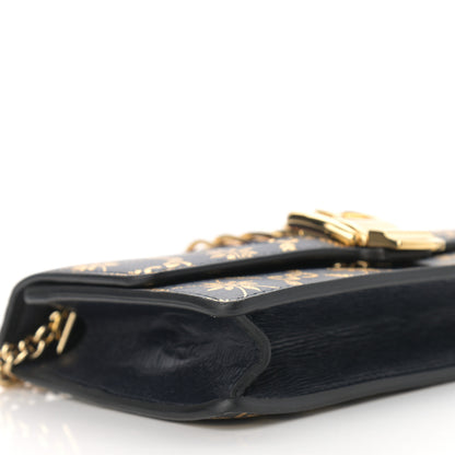 Gucci Textured Calfskin Super Mini Sylvie Chain Shoulder Bag Navy Gold 9 of 11