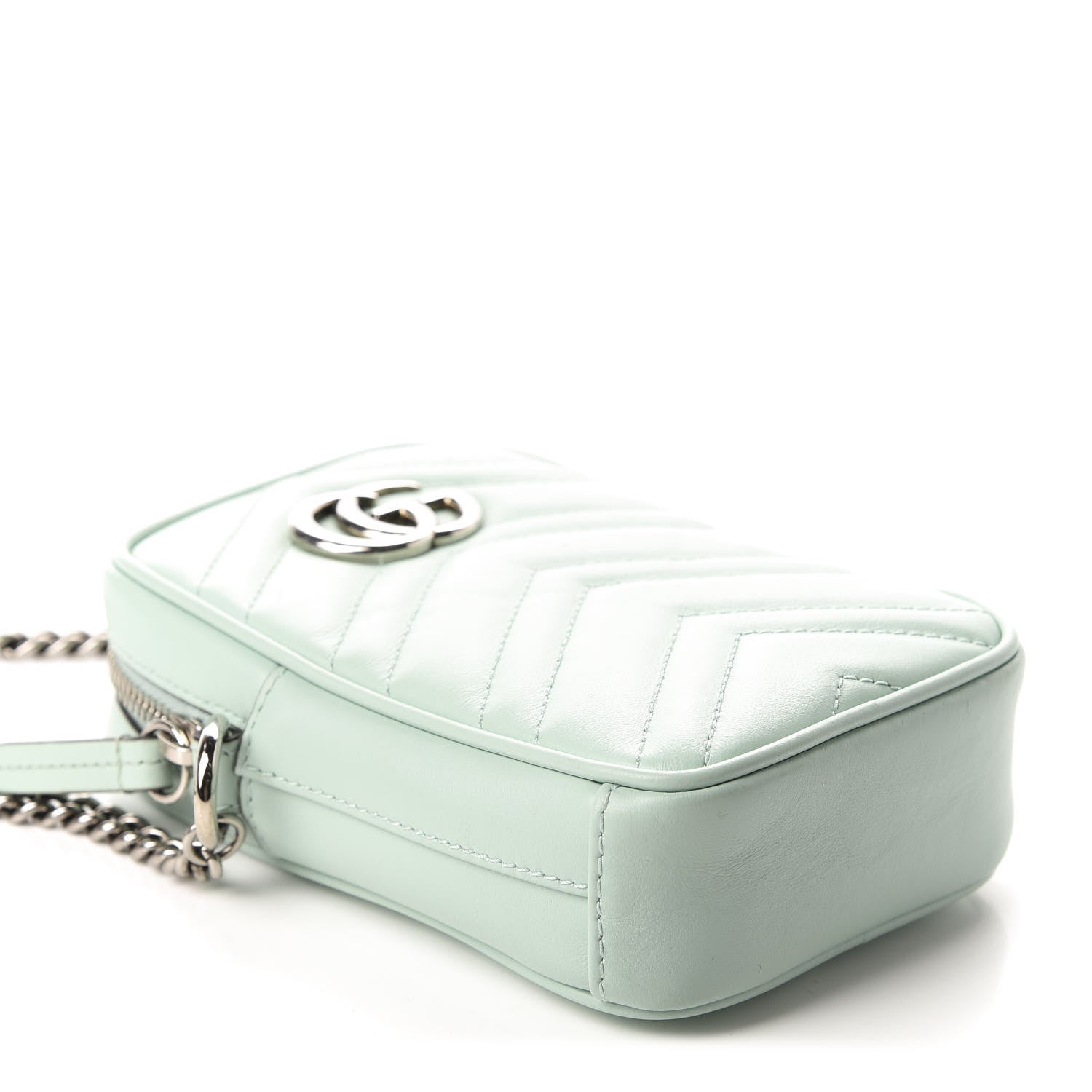 Gucci Calfskin Matelasse Mini GG Marmont Crossbody Bag Water Green 4 of 10