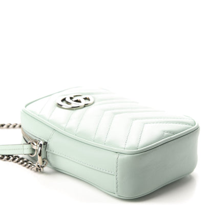 Gucci Calfskin Matelasse Mini GG Marmont Crossbody Bag Water Green 4 of 10