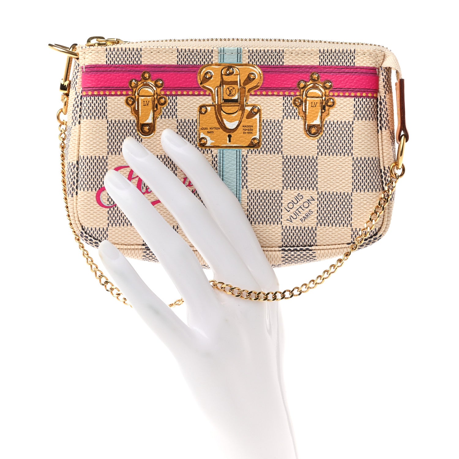 Louis Vuitton Damier Azur Summer Trunks Hawaii Mini Pochette Accessories 2 of 8