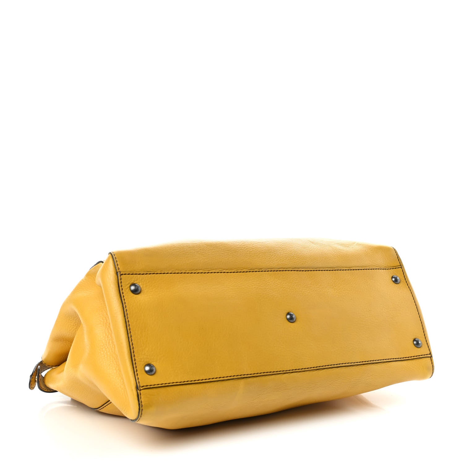 Fendi Vitello Zucca Large Peekaboo Iconic Satchel Yellow Tobacco 4 of 9