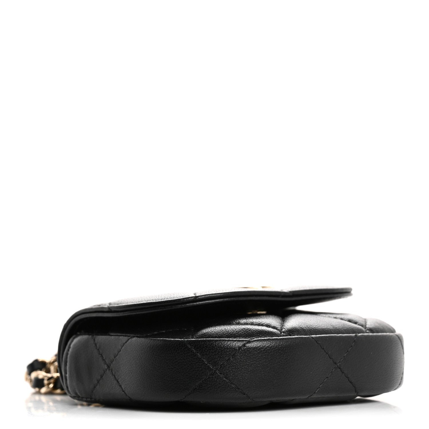 Chanel Lambskin Quilted Pearl Top Handle Clutch With Chain Black 4 of 12