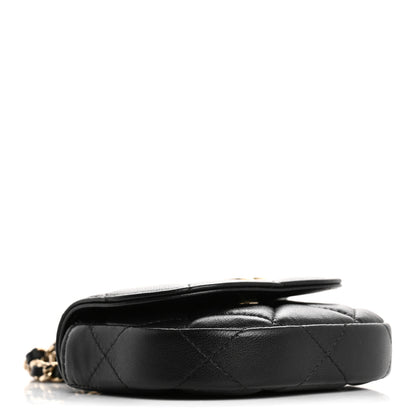 Chanel Lambskin Quilted Pearl Top Handle Clutch With Chain Black 4 of 12