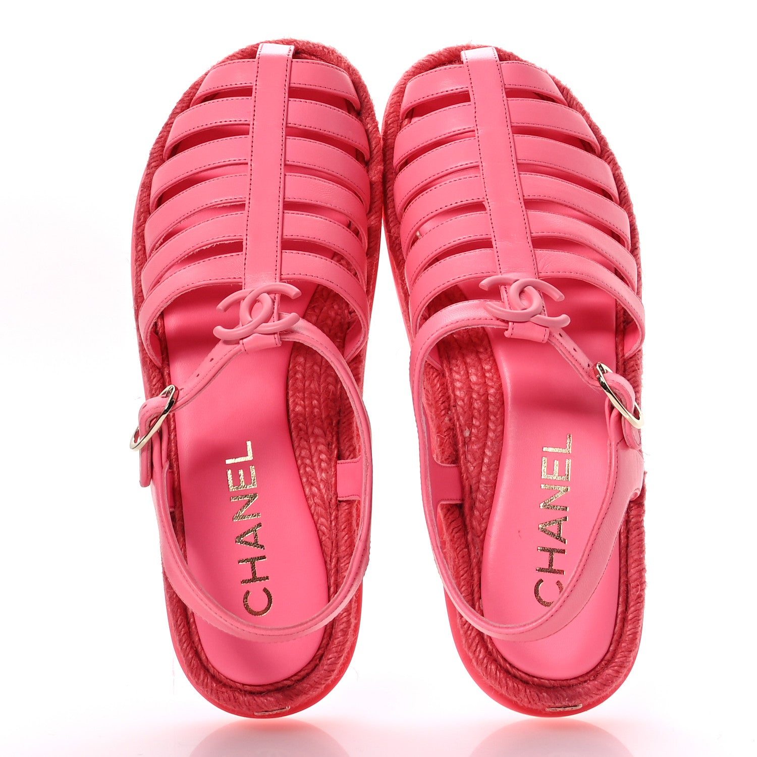 Chanel Lambskin Espadrille Sandals 39 Coral 2 of 10