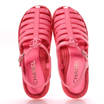 Chanel Lambskin Espadrille Sandals 39 Coral 2 of 10