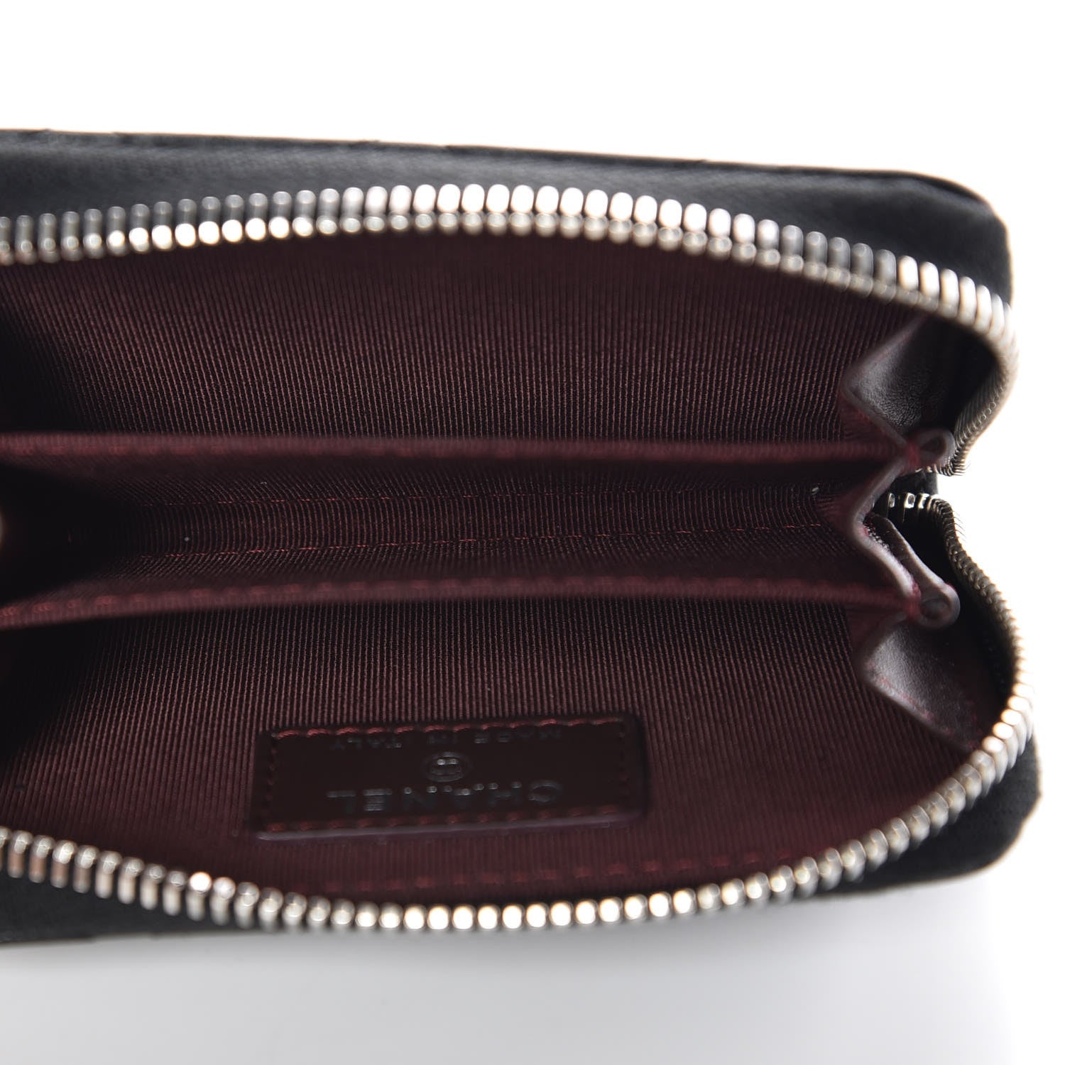 Chanel Lambskin Quilted Zip Around Coin Purse Wallet Black 5 of 8