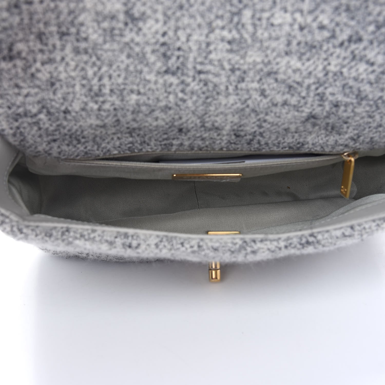 Chanel Tweed Quilted Medium Chanel 19 Flap Grey Ecru 5 of 9