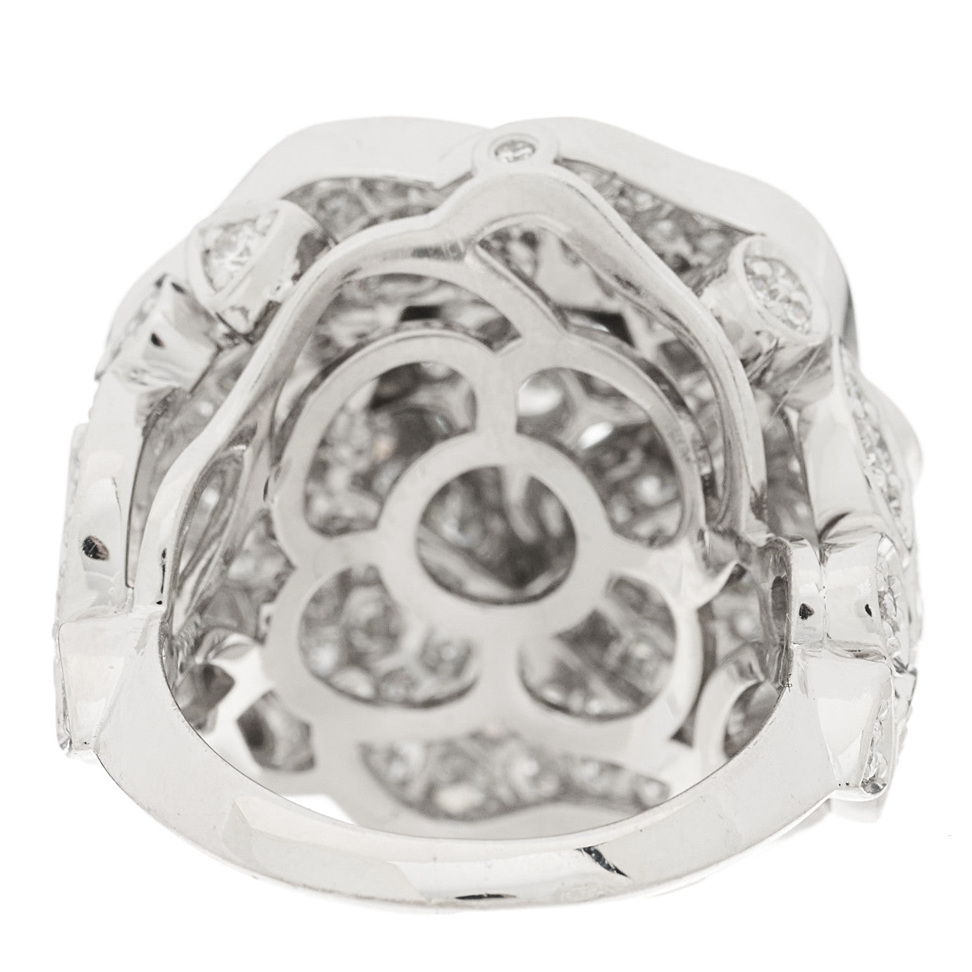 18K White Gold Diamond 3.50ct Bouton de Camelia Ring 52 6