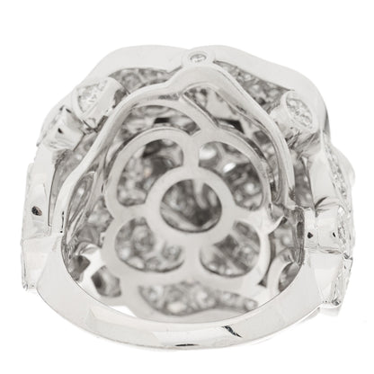 Chanel 18K White Gold Diamond 3.50ct Bouton de Camelia Ring 52 6 7 of 10