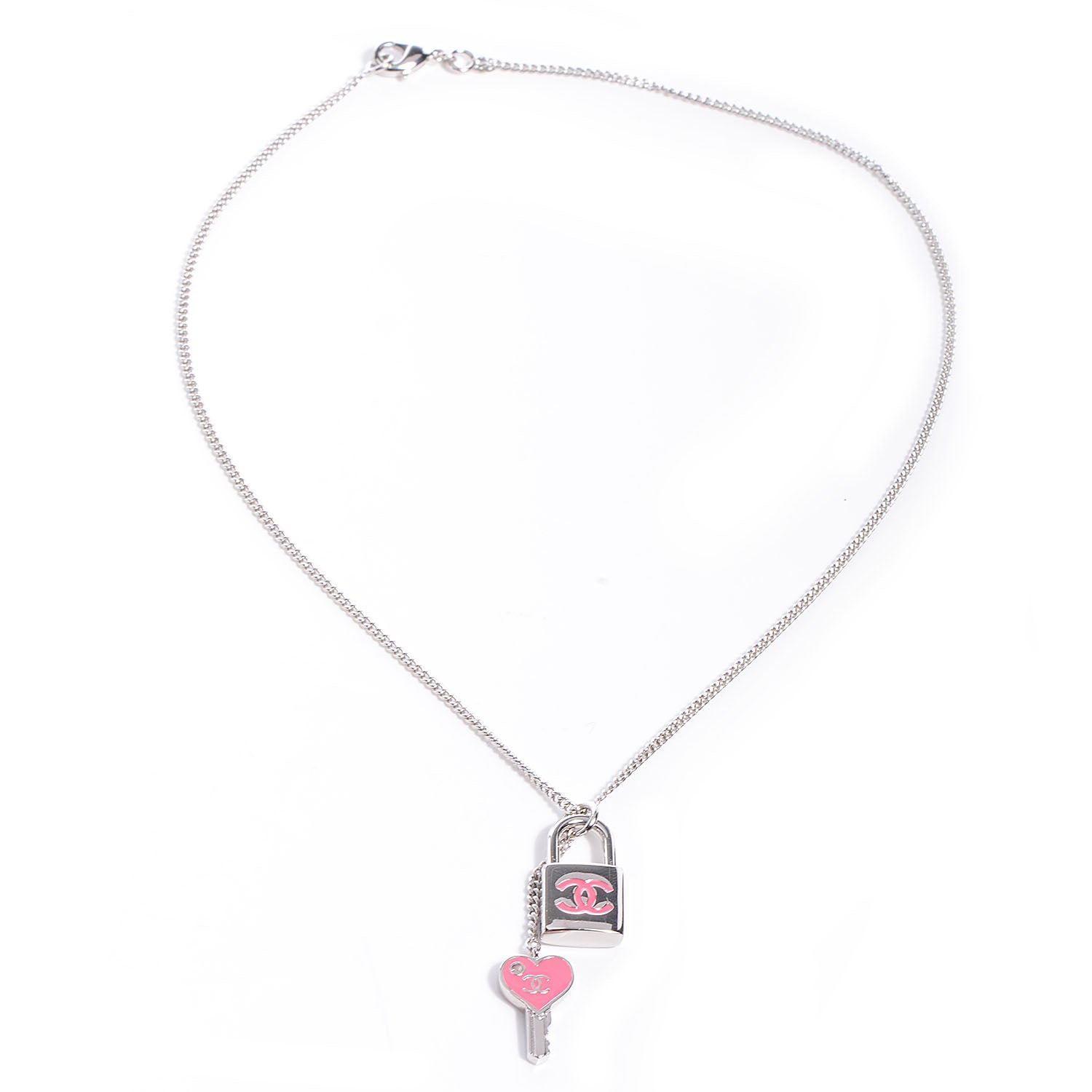 Chanel Padlock and Key CC Necklace Pink 3 of 5
