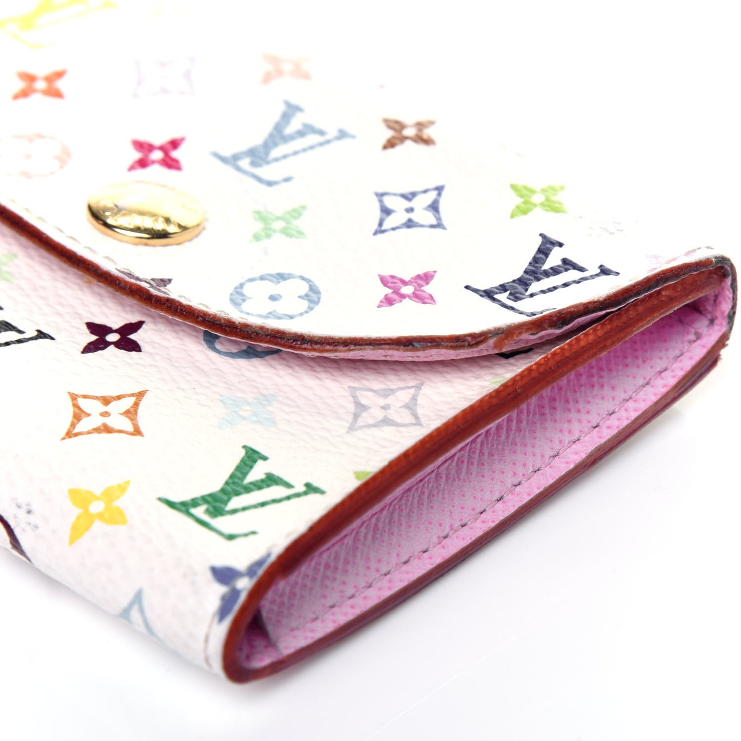 Monogram Multicolor Business Card Holder White Litchi