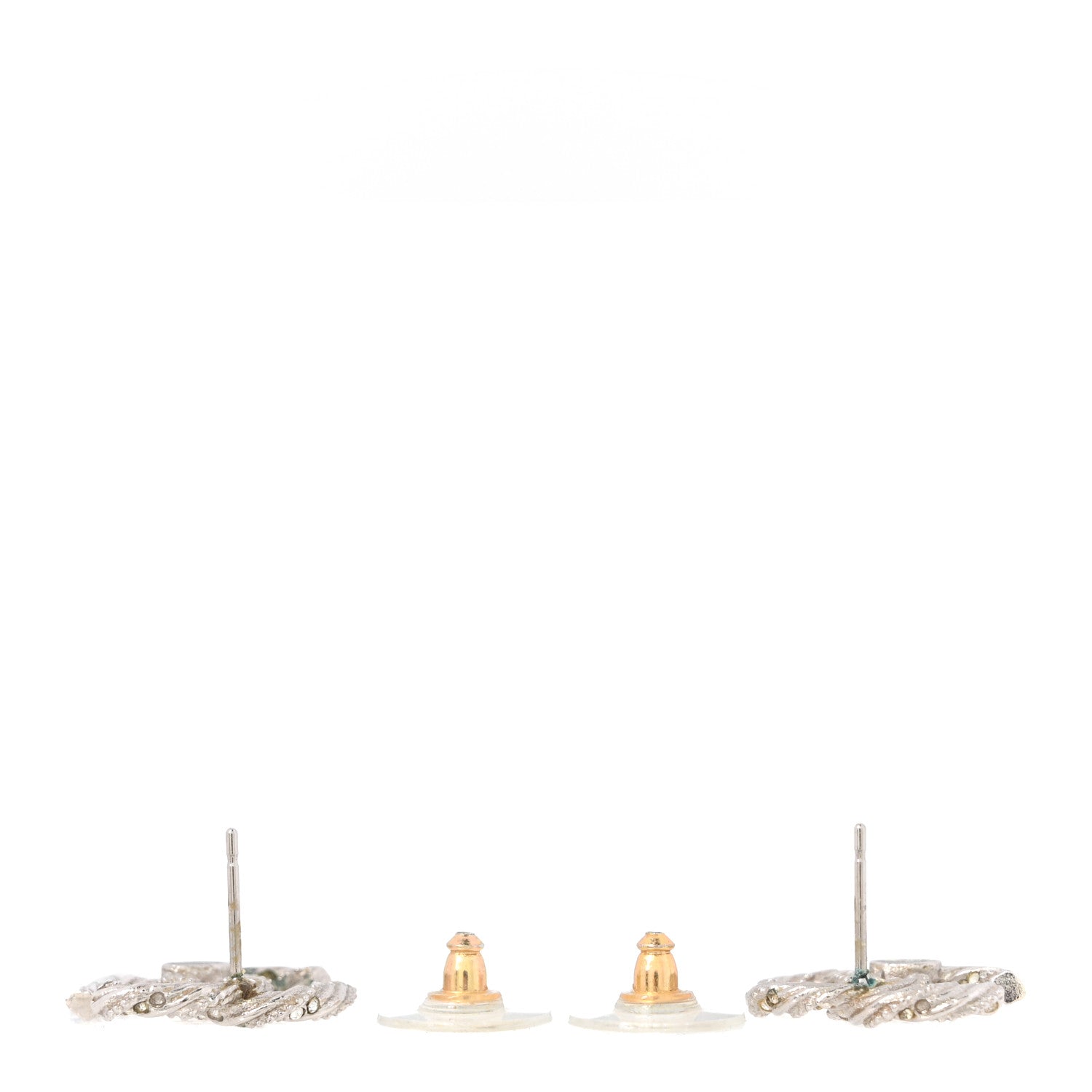 Chanel Crystal Twisted CC Earrings Silver 3 of 5