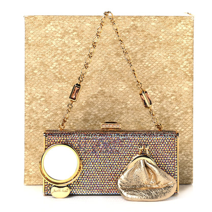 Judith Leiber Swarovski Crystal Minaudiere Clutch Gold Multicolor 9 of 10