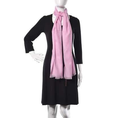 Gucci Wool Silk GG Monogram GGNat Scarf Rose 2 of 6