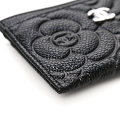 Chanel Caviar Camellia Embossed Card Holder Black 10 of 12