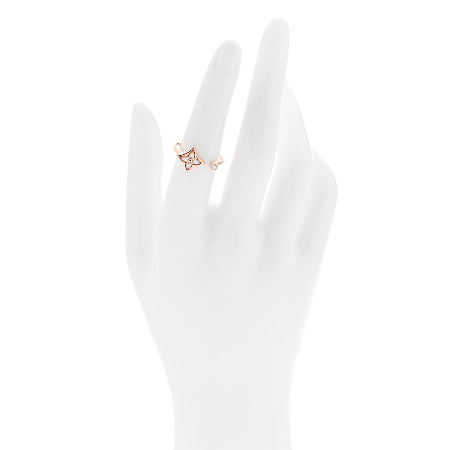 18K Pink Gold Diamond Mother of Pearl Mini Color Blossom Star Ring 52 6