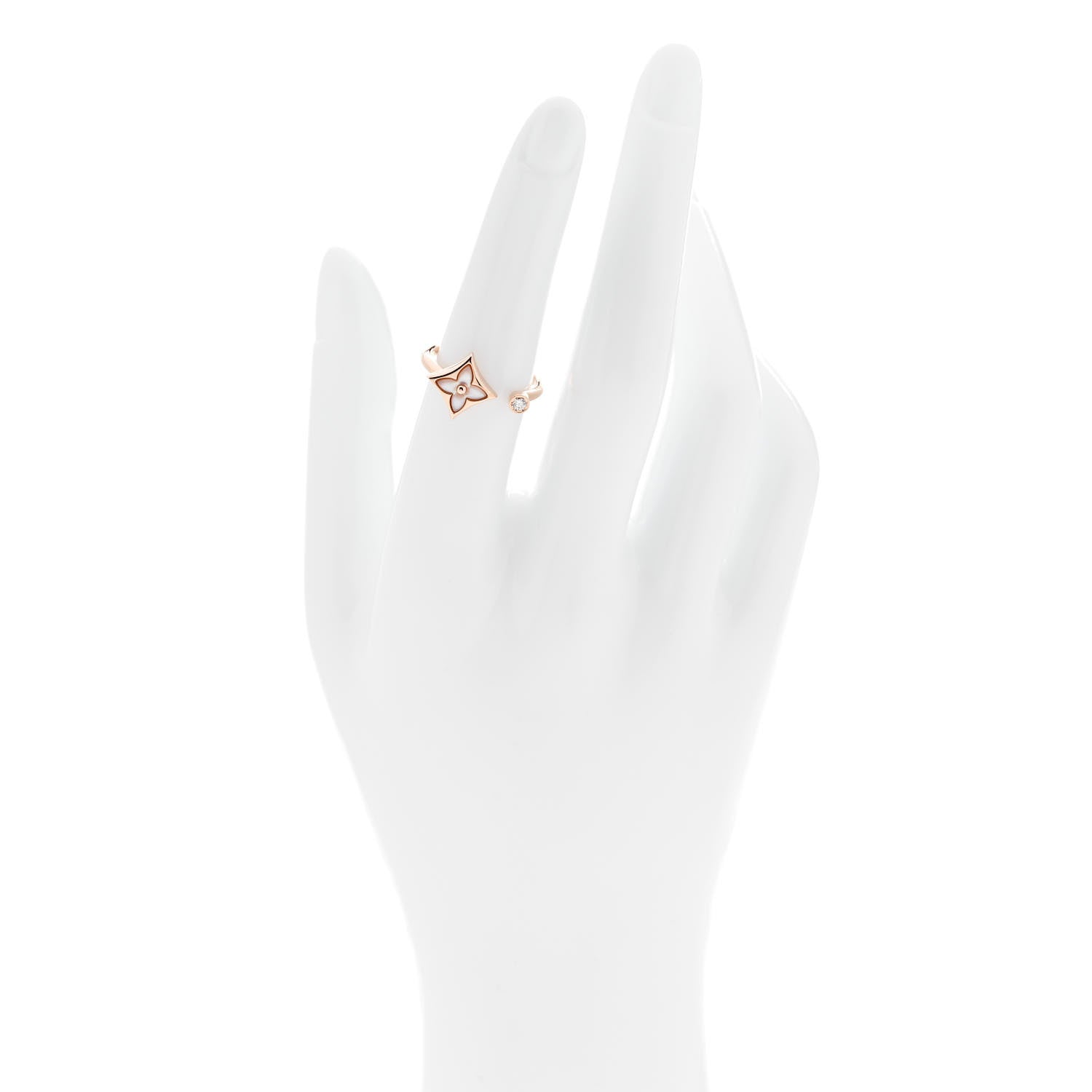 Louis Vuitton 18K Pink Gold Diamond Mother of Pearl Mini Color Blossom Star Ring 52 6 2 of 6