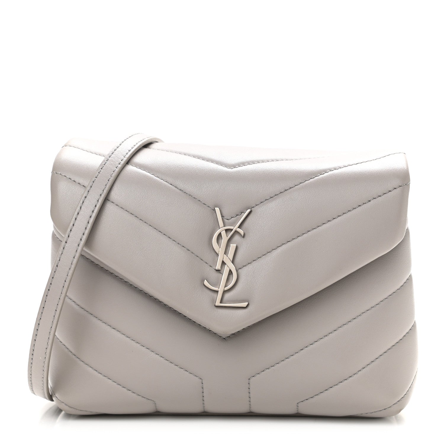Saint Laurent Calfskin Y Quilted Monogram Toy Loulou Satchel Granite 1 of 16