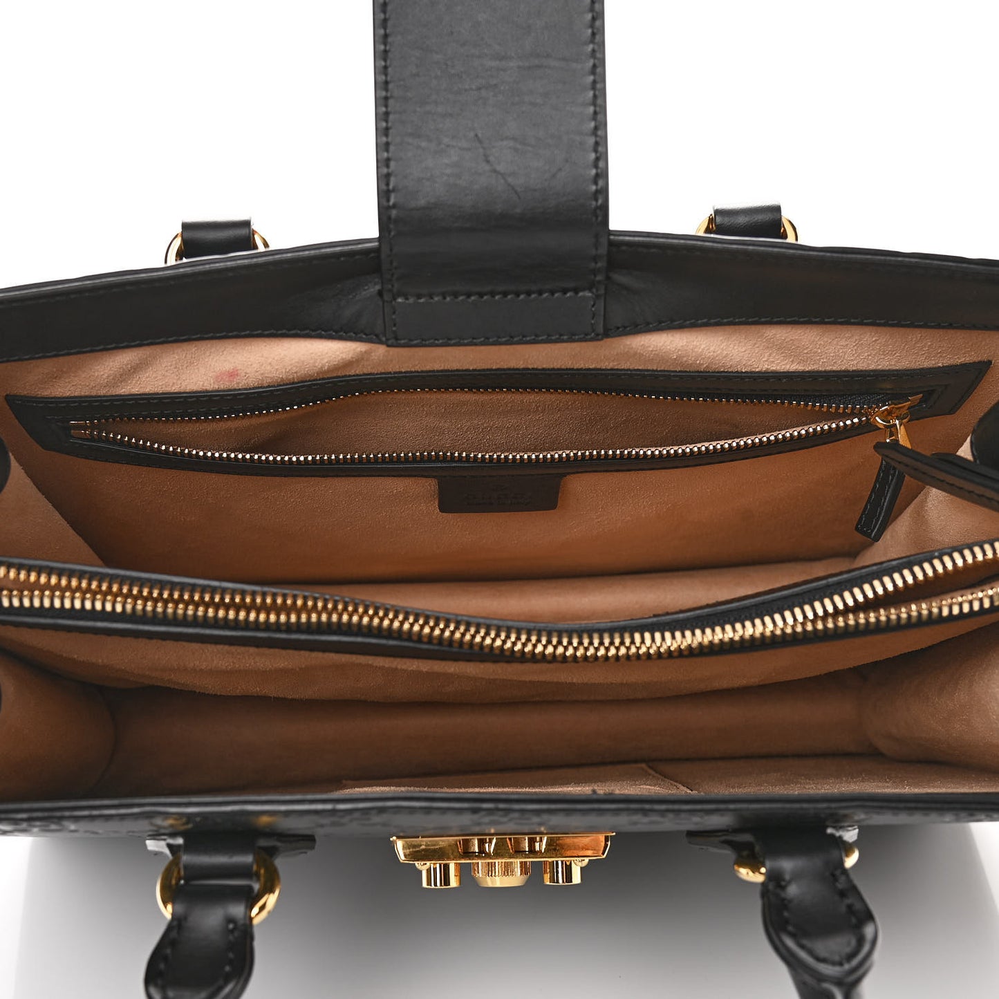 Guccissima Signature Padlock Double Handle Bag Black