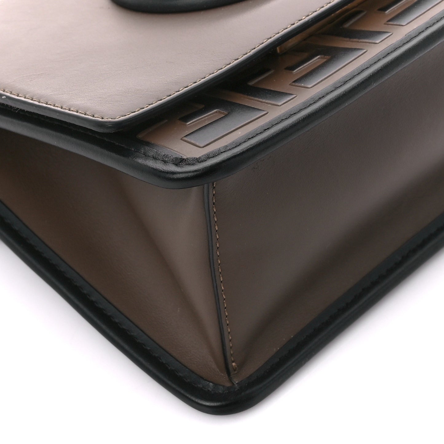 Vitello Century F is Fendi Bi-Color FF 1974 Embossed Small Kan I Shoulder Bag Maya Black
